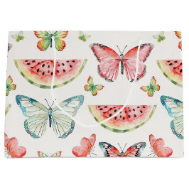 Bolsa De Regalo Grande Green Red Watermelon Blue Butterflies Birthday