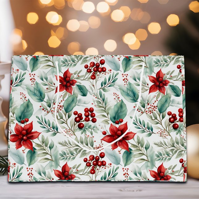 Bolsa De Regalo Grande Greenery Christmas Flower Poinsettia (Subido por el creador)