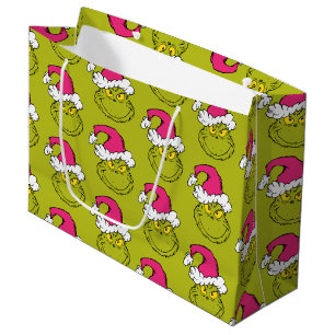 Bolsa De Regalo Grande Grinch con sombrero rosa de Santa