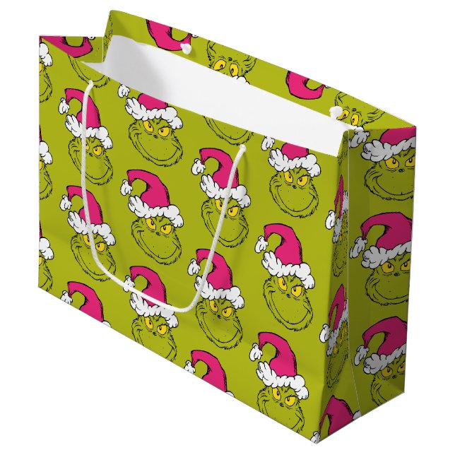 Bolsa De Regalo Grande Grinch in Pink Santa Hat (Angulo Anverso)