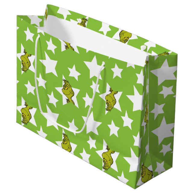 Bolsa De Regalo Grande Grinch Peeking Star Pattern (Angulo Anverso)