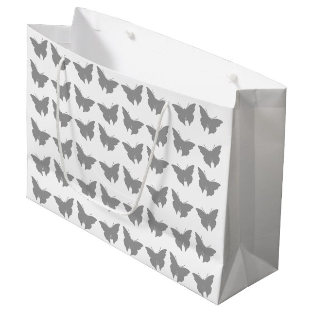 Bolsa De Regalo Grande Gris Bold Mod Butterflies (Angulo Anverso)