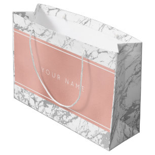 Bolsa De Regalo Grande Gris de mármol mínimo metálico del oro color de