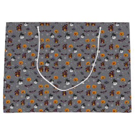 Bolsa De Regalo Grande Gris del patrón de Halloween