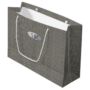 Bolsa De Regalo Grande Gris Masculino Tweed Monogramed Giftbag Man