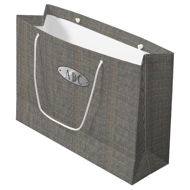 Bolsa De Regalo Grande Gris Masculino Tweed Monogramed Giftbag Man (Angulo Anverso)