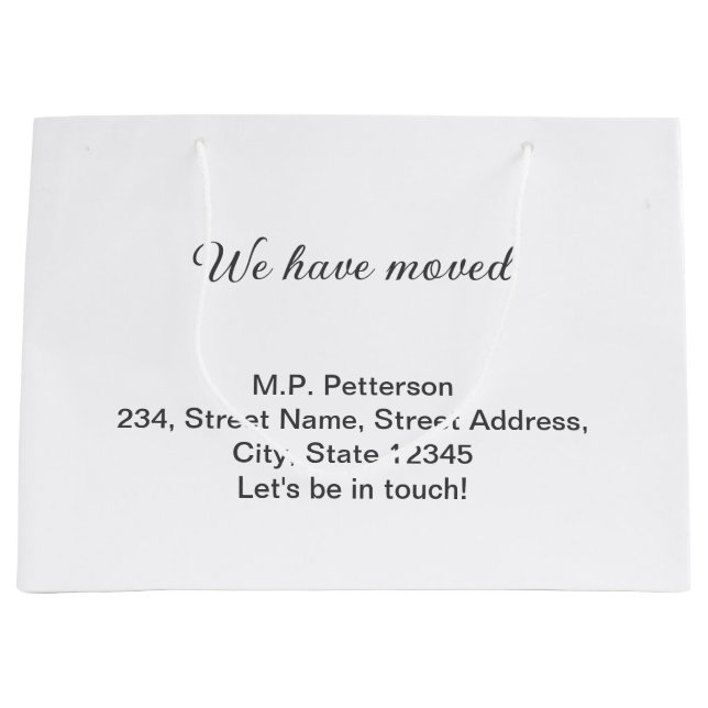 Bolsa De Regalo Grande gris mínimo se ha movido el texto de la dirección  (Anverso)