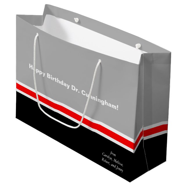 Bolsa De Regalo Grande Gris negro masculino y rojo (Angulo Anverso)