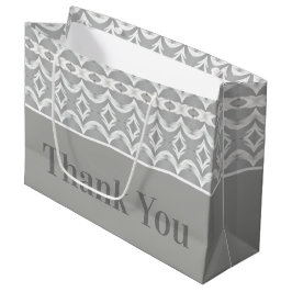 Bolsa De Regalo Grande Gris Y Blanco Gracias