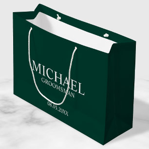 Bolsa De Regalo Grande Groomsman personalizado del verde esmeralda modern