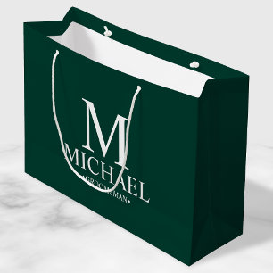 Bolsa De Regalo Grande Groomsman personalizado del verde esmeralda modern
