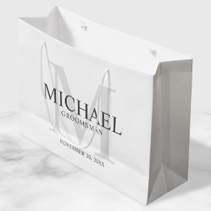 Bolsa De Regalo Grande Groomsmen Masculino Blanco Personalizado