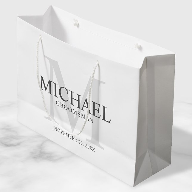 Bolsa De Regalo Grande Groomsmen Masculino Blanco Personalizado (Subido por el creador)