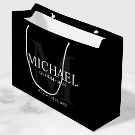 Bolsa De Regalo Grande Groomsmen Masculino Negro Personalizado