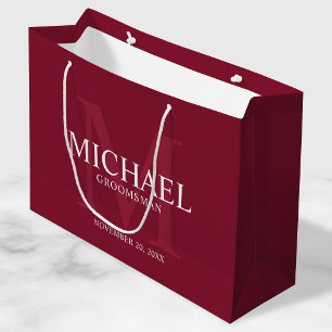 Bolsa De Regalo Grande Groomsmen personalizado de la rojo borgoña