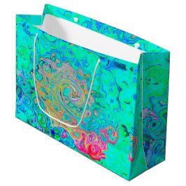 Bolsa De Regalo Grande Groovy Abstract Retro Arcoiris Liquido Swirl
