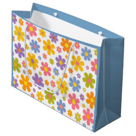 Bolsa De Regalo Grande Groovy Flower Power (Azul)
