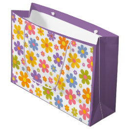 Bolsa De Regalo Grande Groovy Flower Power (Púrpura)