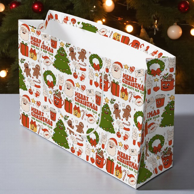 Bolsa De Regalo Grande Groovy Hippie Retro Merry Christmas Santa Funny (Subido por el creador)