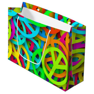 Bolsa De Regalo Grande Groovy Peace firma modelo arcoiris