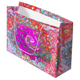 Bolsa De Regalo Grande Groovy púrpura y Naranja Resumen Swirl retro