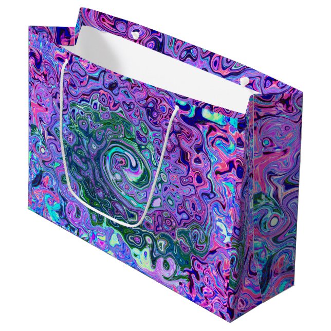 Bolsa De Regalo Grande Groovy Resumen Retro Green y Purple Swirl (Angulo Anverso)