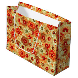 Bolsa De Regalo Grande Groovy Retro Naranja Hippie FlowPattern