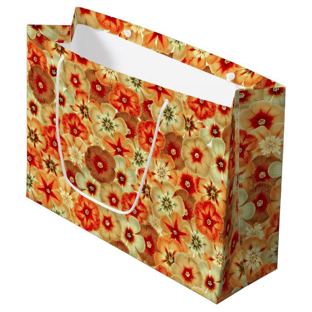 Bolsa De Regalo Grande Groovy Retro Naranja Hippie FlowPattern (Angulo Anverso)