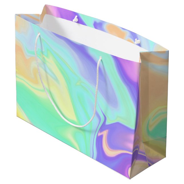 Bolsa De Regalo Grande Groovy Retro Tie Dye Pastel Marble Swirl (Angulo reverso)