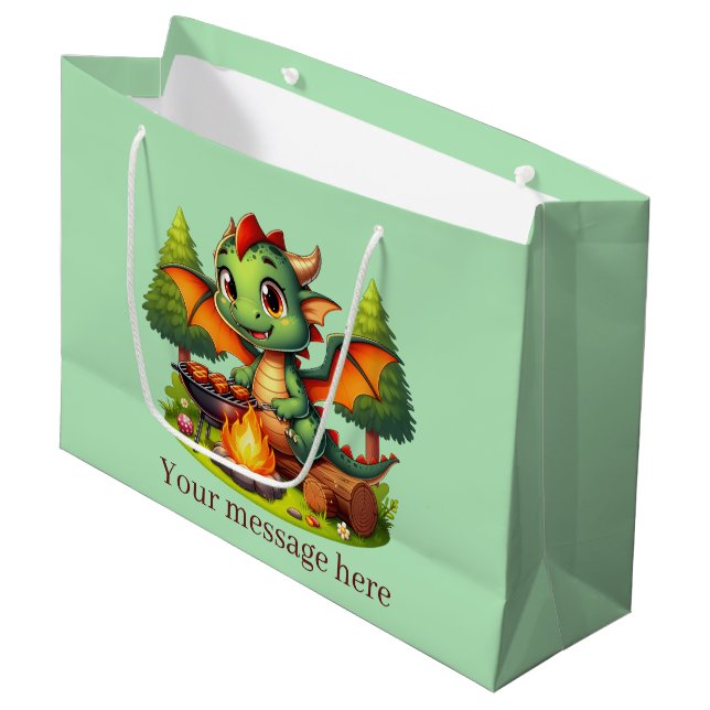 Bolsa De Regalo Grande Guay Grilling Dragon agrega texto (Angulo Anverso)