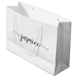 Bolsa De Regalo Grande Guion de Caligrafía Femenina Monograma Blanco Mini