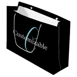 Bolsa De Regalo Grande Guión de monograma cursivo editable negro azul bla
