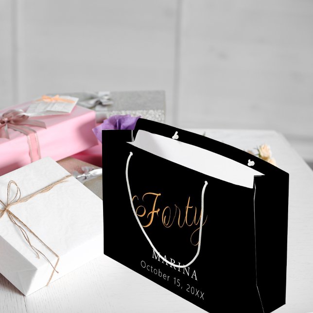 Bolsa De Regalo Grande Guión de nombre de oro negro 40 cumpleaños (Subido por el creador)
