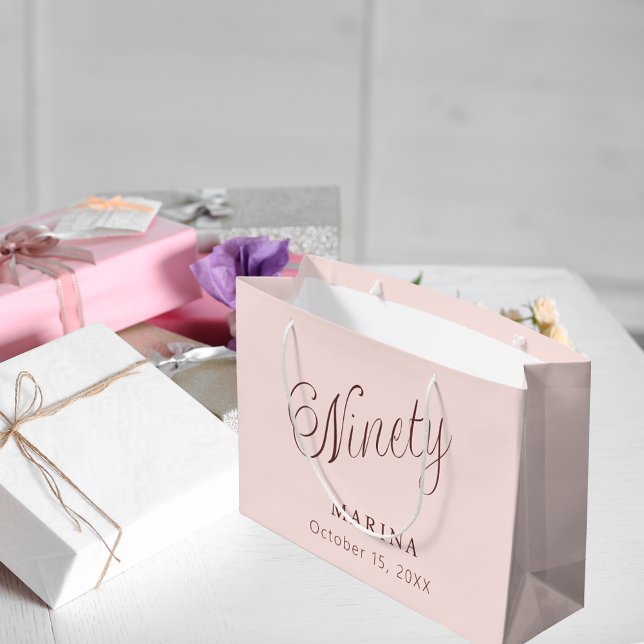Bolsa De Regalo Grande guión de nombre de oro Rosa cumpleaños 90 (Subido por el creador)