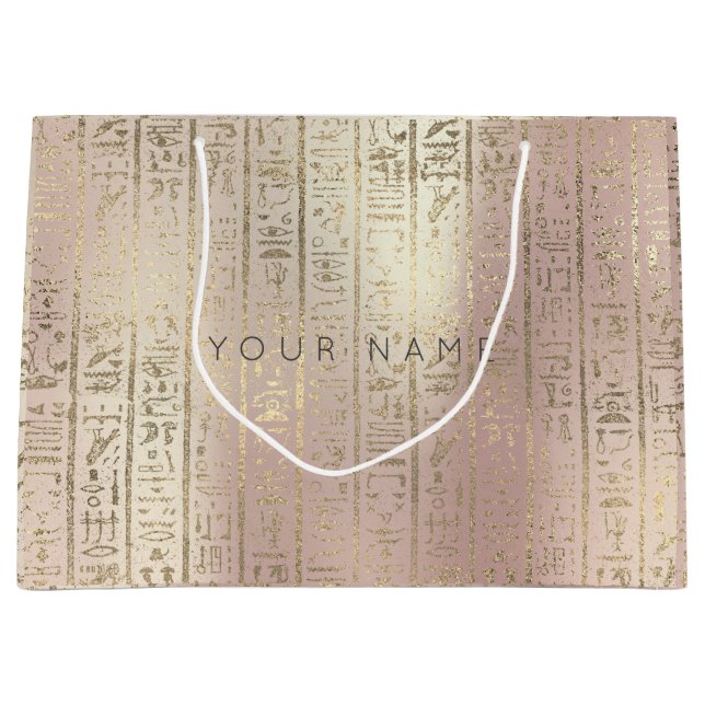 Bolsa De Regalo Grande Guión de oro Rosa metálico para personalizado egip (Anverso)