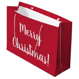 Bolsa De Regalo Grande Guión de tipografía navideña Red Merry