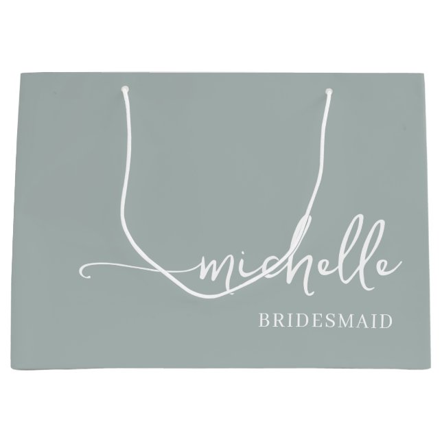 Bolsa De Regalo Grande Guión monograma de Moda verde sabio (Anverso)