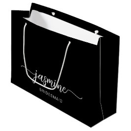 Bolsa De Regalo Grande Guión negro simple minimalista monograma giratorio