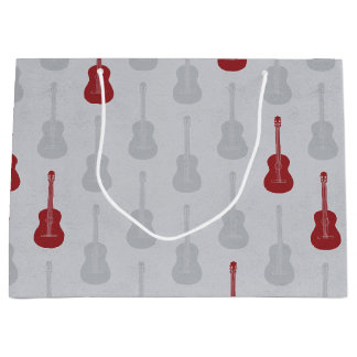 Bolsa De Regalo Grande Guitarra acústica grungy lunares blanca roja