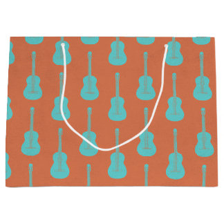 Bolsa De Regalo Grande Guitarra acústica grungy lunares verde naranja