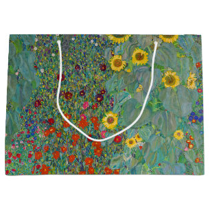 Bolsa De Regalo Grande Gustav Klimt - Jardín de campo con girasoles