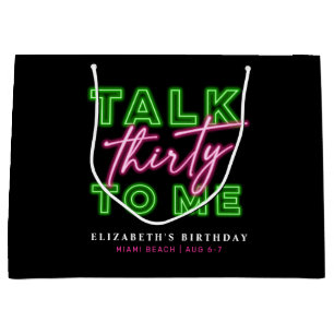 Bolsa De Regalo Grande Habla Treinta Para Mí Sucio 30 Neon Verde Y Rosa