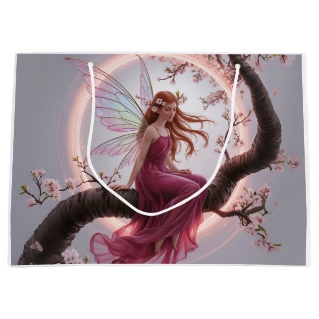 Bolsa De Regalo Grande Hada mágica entre flores de cerezo – Ilustración d (Anverso)