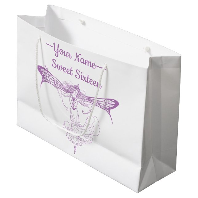 Bolsa De Regalo Grande Hada reina Mab, dulce dieciséis en morado (Angulo Anverso)