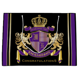 Bolsa De Regalo Grande Haga su propio emblema de la corona del monograma