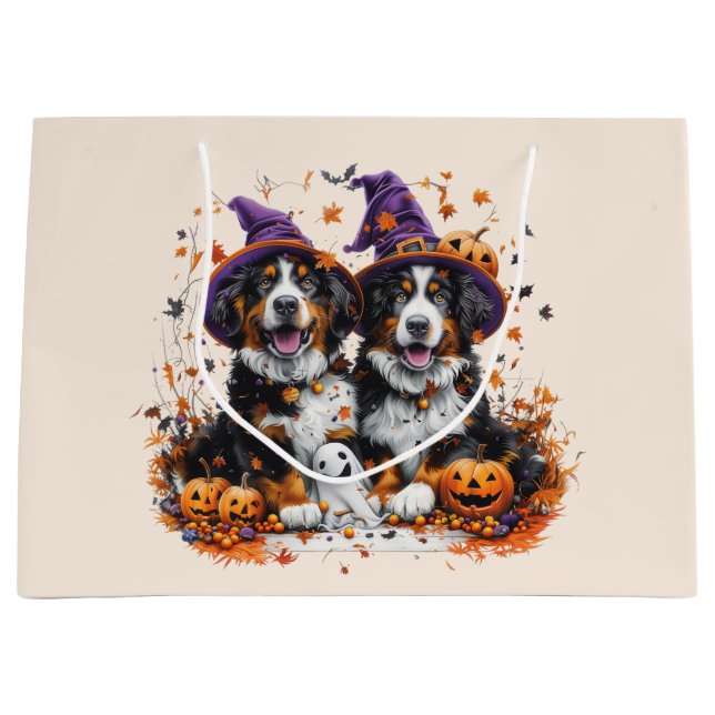 Bolsa De Regalo Grande Halloween Bernese Mountain Dogs Witch Ghost (Anverso)