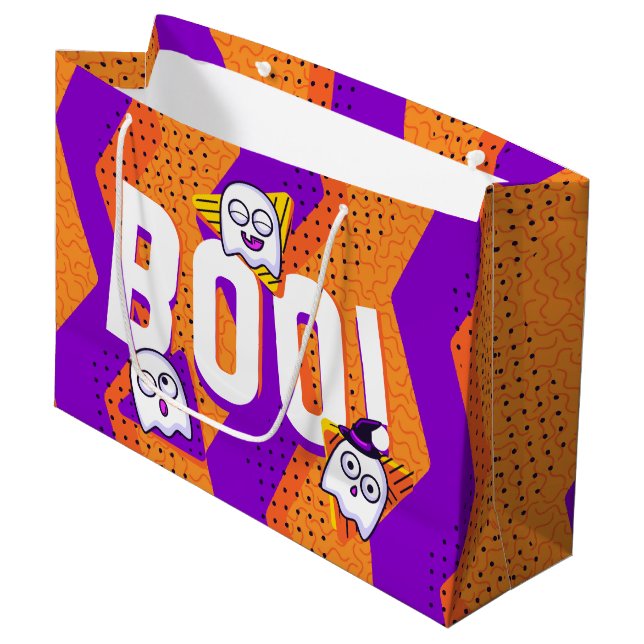 Bolsa De Regalo Grande Halloween BOO Ghosts Orange Party Bag (Angulo Anverso)