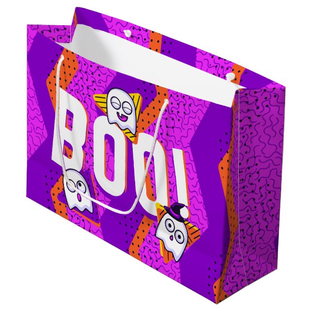 Bolsa De Regalo Grande Halloween BOO Ghosts Purple Party Bag (Angulo Anverso)