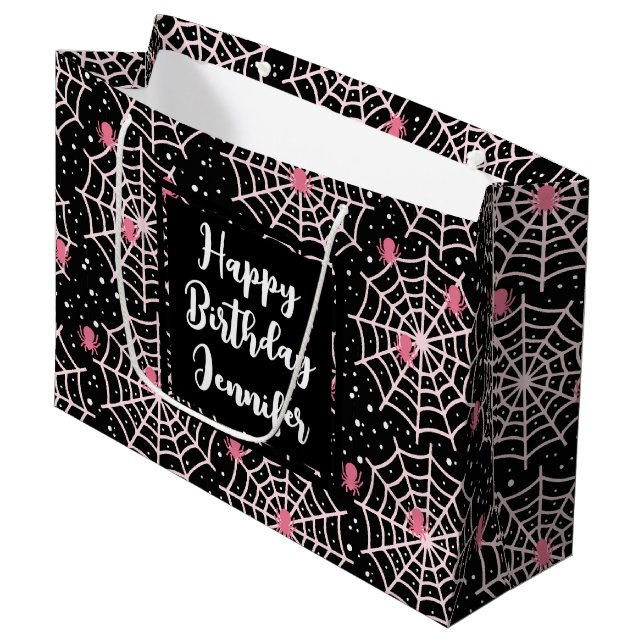Bolsa De Regalo Grande Halloween Cobwebs & Spiders Pattern Birtjday (Angulo Anverso)