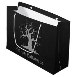 Bolsa De Regalo Grande Halloween con árbol plateado